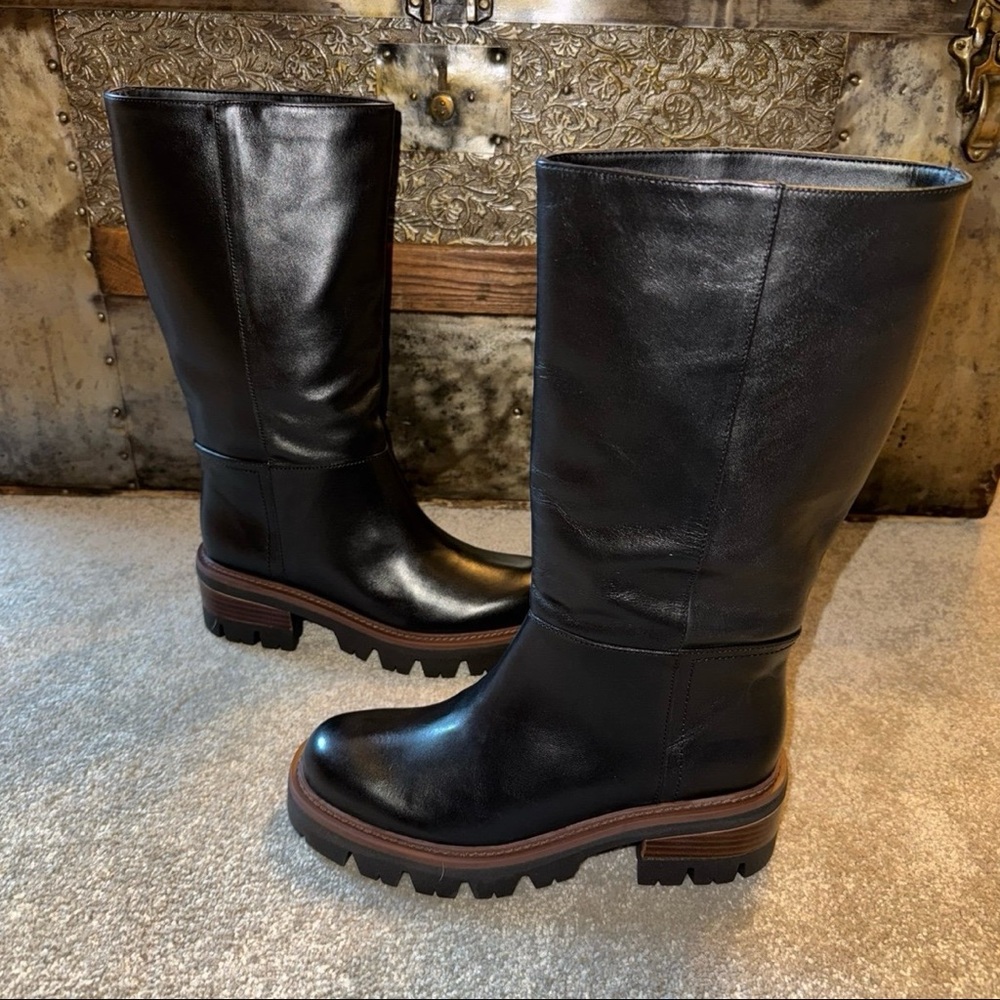 NWOB Arezzo Bailey Mid Tractor Black Boot in 6.5 - Picture 4 of 10
